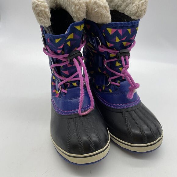 Sorel Yoot Pink Purple geometric Insulated Waterproof Duck Snow Boots Size 5‎ - Picture 5 of 10